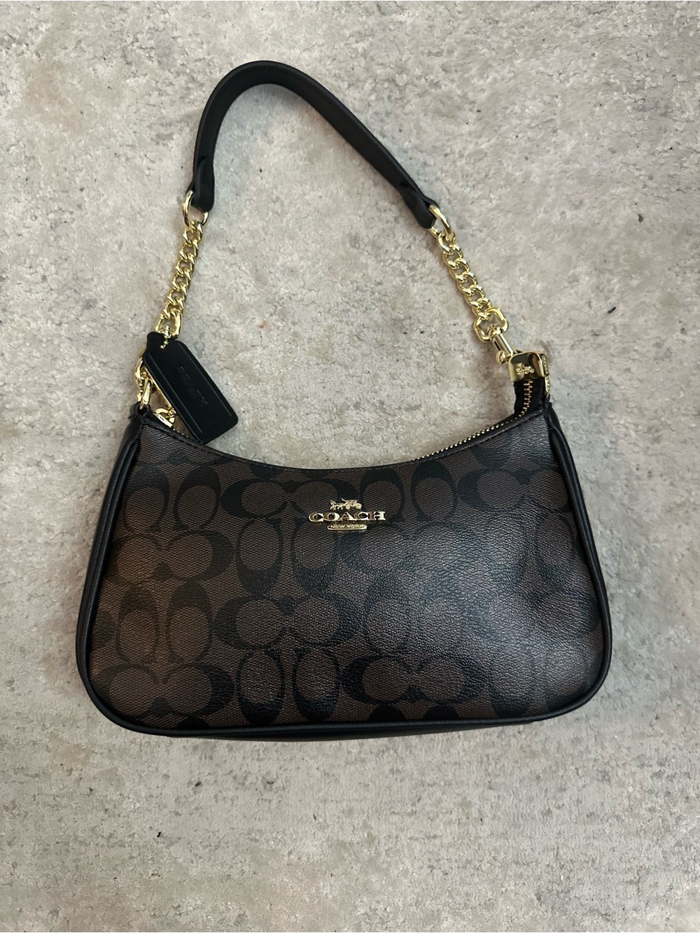 Coach Terri Signature Canvas Chain-Handle Shoulder Bag